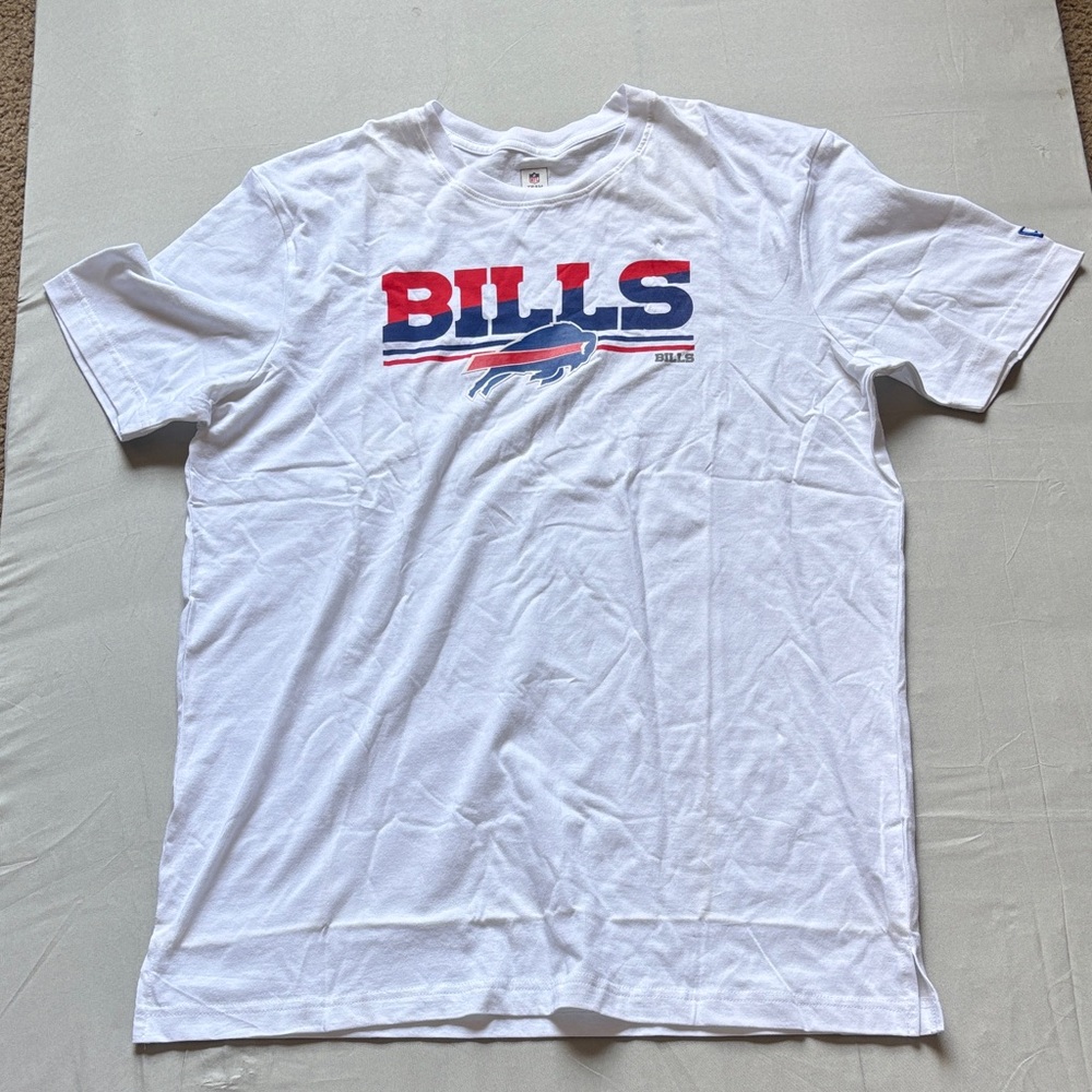 New Era White and Blue Bills Short Sleeve Tee